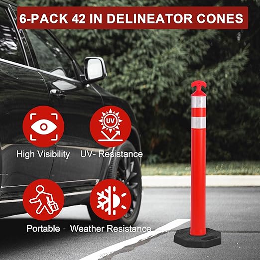 OrangeStar 42" Traffic Delineator Posts, Parking Lots - Image 2
