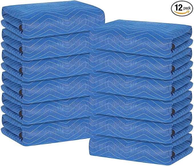 Moving Blankets 12 Packs, Extra Large 80"x72" Furniture Moving Pads, Reusable by Diamond+UP