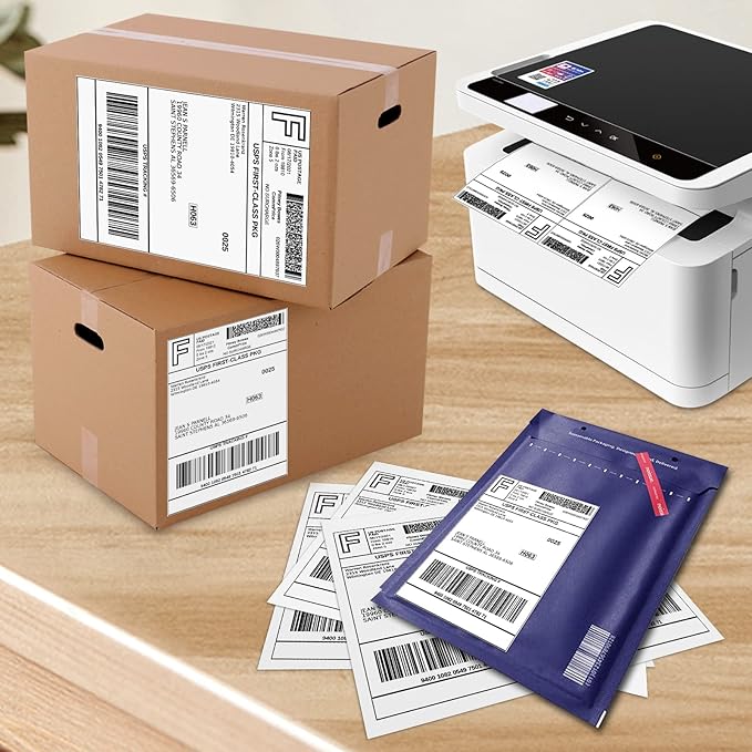 SJPACK 100 Half Sheet Shipping Labels 5-1/2" X 8-1/2" Address Blank Labels - Image 2