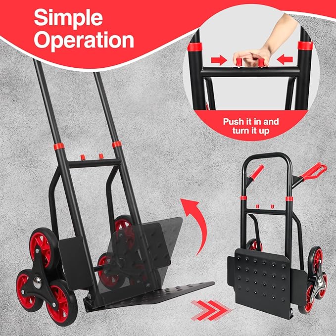 RedSwing Stair Climbing Hand Truck - 330lb Heavy Duty 6-Wheel Dolly Cart - Image 5