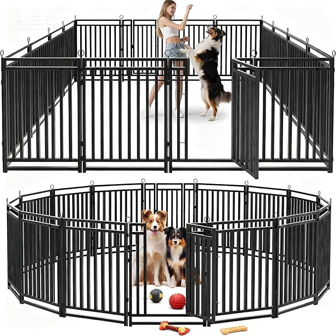 Dog Fence Outdoor Indoor, 47 Inch Height 16 Panels Dog Playpen by Petorldog