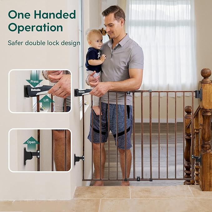 Babelio Baby Gate for Stairs & Doorways, 26-43" W 28" H No Bottom Bar| Easy - Image 3