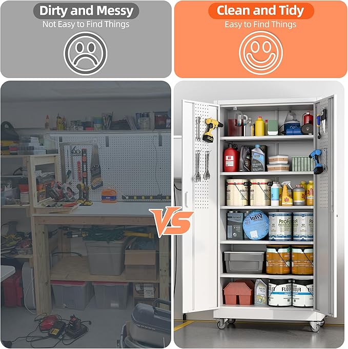 Aobabo Upgrade 71H''*34''W*18''D Metal Garage Storage Cabinet - Image 6