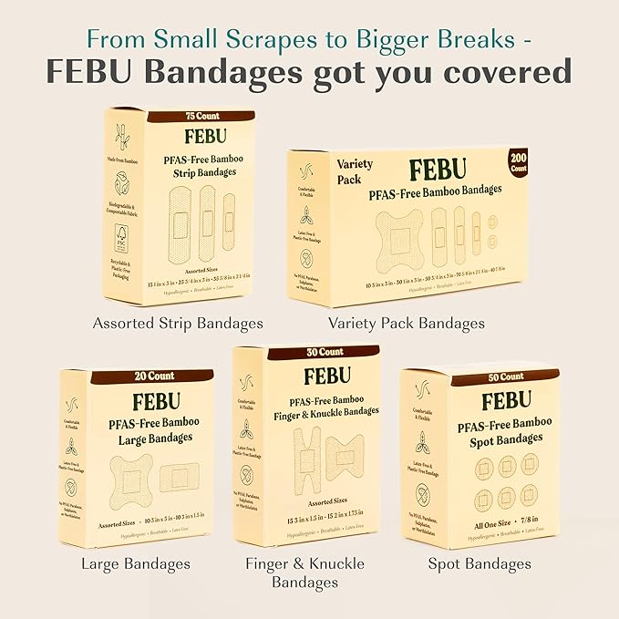 FEBU Eco-Friendly Large Bamboo Bandages | PFAS Free Bandages - Image 9