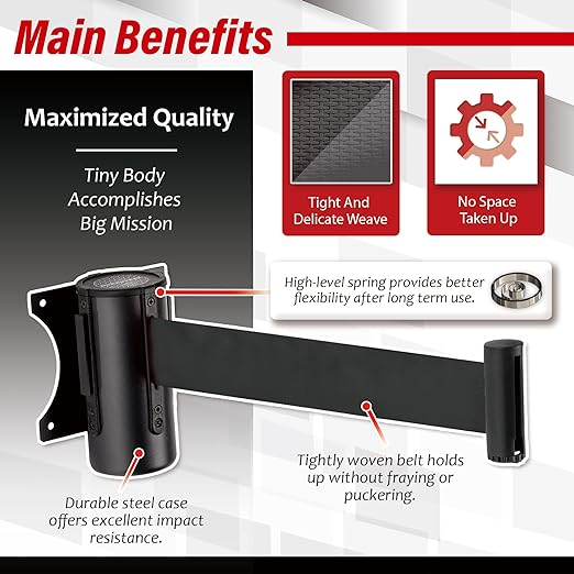DuraSteel Wall Mount Crowd Control Retractable Belt Barrier - Image 3
