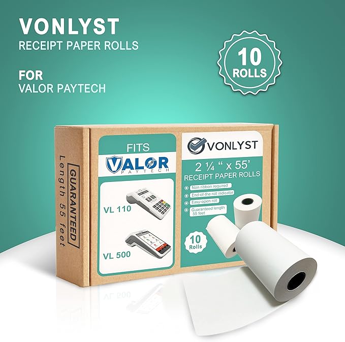 Receipt Paper Roll for Valor Paytech VL 110 and VL 500 Credit Card Machine - Image 6
