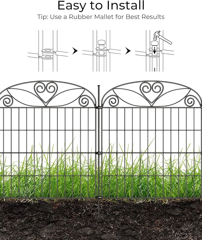 10 Panels No Dig Decorative Outdoor Garden Fence, 32 in X 23.6 ft Animal - Image 5