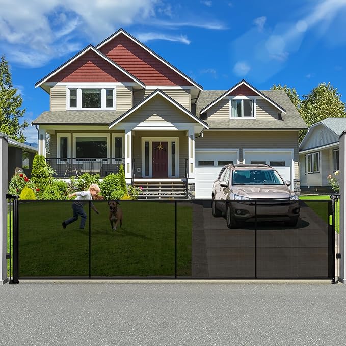 120" Retractable Baby Gate Extra Wide, Mesh Gate Long Child Gate Pet Gate by Dueelala