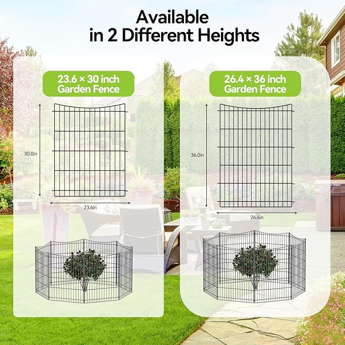 INJOPEXI Garden Fence 12 Panels 23.6ft×30in Decorative Metal Fences - Image 7
