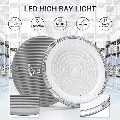 10 Pack 200W UFO Led High Bay Light, 5000K Daylight Commercial Bay Lighting - Image 2