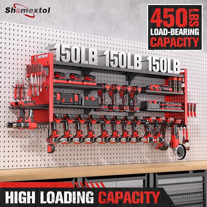 49.8" W Super Large Power Tool Organizer Wall Mount, 4-Layer Heavy Duty Tool - Image 4
