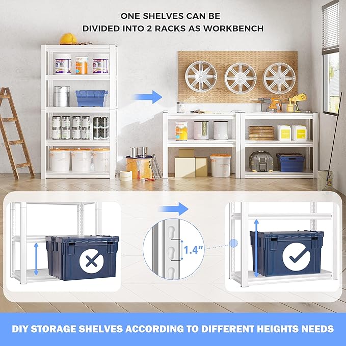 Raybee 72''H Garage Shelving Heavy Duty Storage Shelves Load 2010LBS Adjustable - Image 4