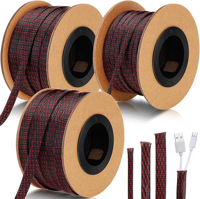 Pangda 300 Feet 1/4, 3/8 Inches Wire Loom PET Expandable Braided Sleeving by Pangda
