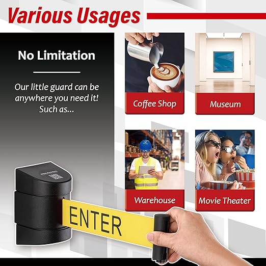 DuraSteel Wall Mount Crowd Control Retractable Belt Barrier - Image 4