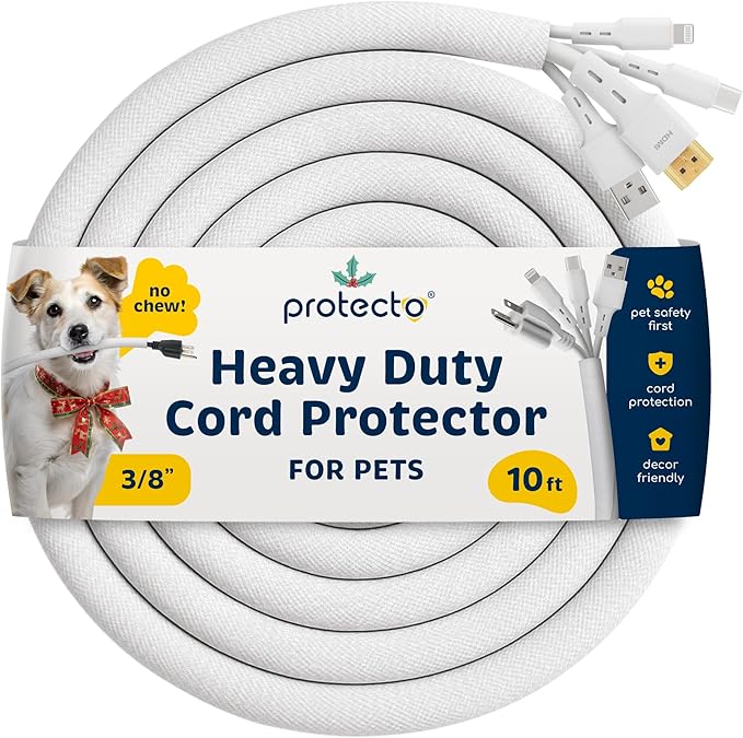 PROTECTO Heavy Duty Dog & Cat Cord Protector 10ft Long Sleeve, Easy-to-Use 3/8 by protecto