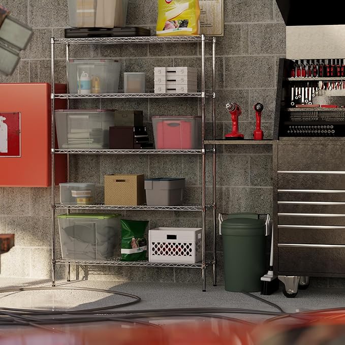 14" Deep x 48" Wide x 74" Height Wire Shelving Kit | 5-Tier | NSF Commercial - Image 2