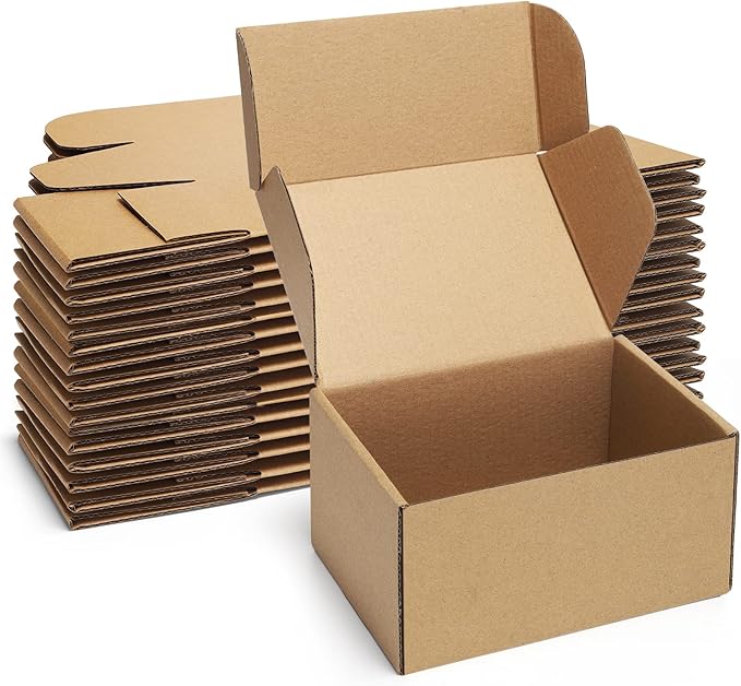 Shipping Boxes 6x4x3 inches Small Mailing Boxes 25 Pack Brown Cardboard by POEVER