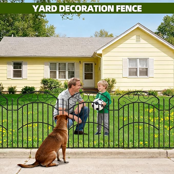10 Panels 32in Decorative Garden Fence, Total 22.5ft L Heavy Duty Iron Metal No - Image 6