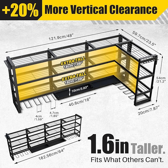 XLarge 64''W Power Tool Organizer Wall Mount | Modular&Corner-Fit 820lbs Garage - Image 4