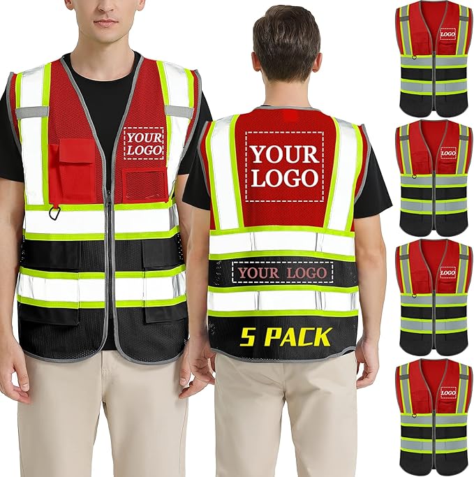 BeautyWill Custom Logo Safety Vest Class 2 High Visibility Reflective Vest by BeautyWill