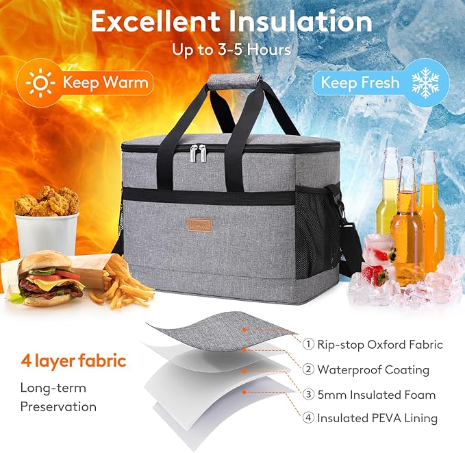 Lifewit Cooler Bag 30/50/60 Cans Collapsible and Insulated Large Lunch Bag - Image 4
