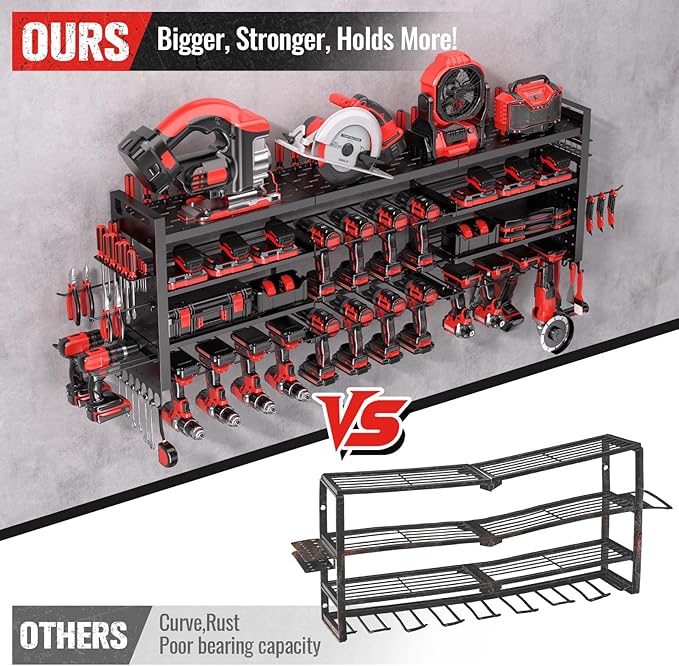 49.8" W Super Large Power Tool Organizer Wall Mount, 4-Layer Heavy Duty Tool - Image 5