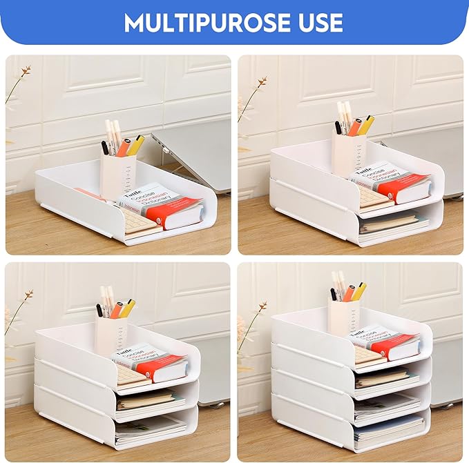 Letter Tray, PET Letter Tray Desk Organizer, Stackable Document Organizer - Image 4