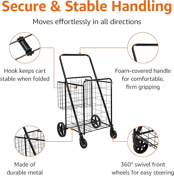 Amazon Basics Foldable Shopping Utility Cart - Image 3