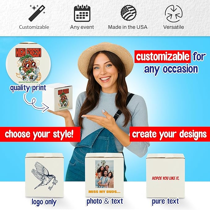 MT Products Custom Printed White Cardboard Shipping Boxes 6" x 6" x 6" - Image 7