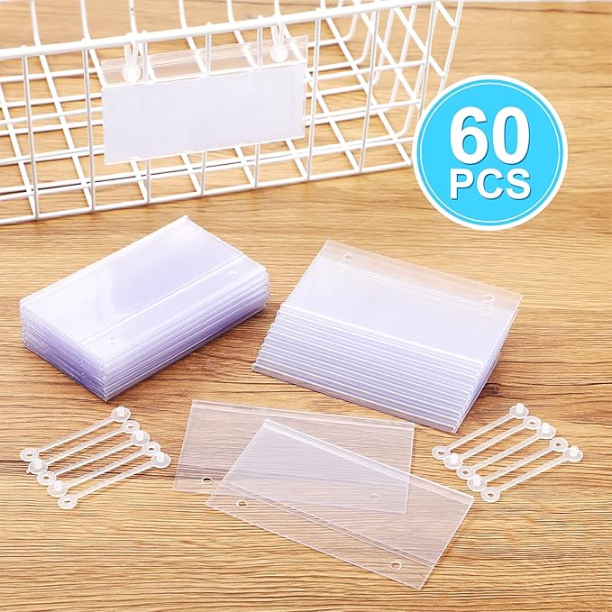 60 Pieces Wire Shelf Label Holder Plastic Basket Label Holders Clips Rack - Image 2
