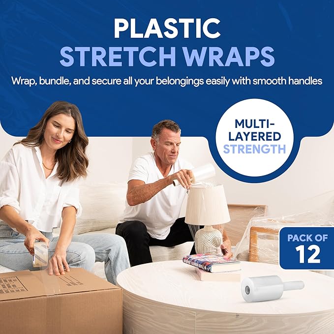 International Plastics Co. 12 Pack of 5" Plastic Stretch Film Wrap - Image 2