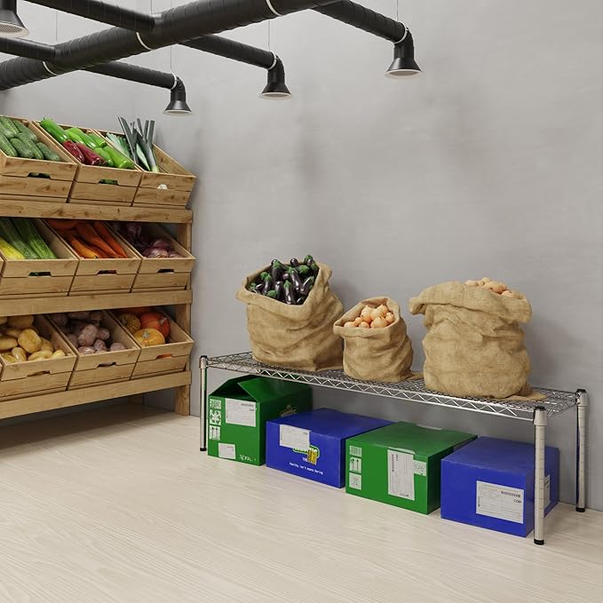 14''W x 54''L x 14''H Chrome Plated Wire Dunnage Rack | Off The Floor Storage - Image 2
