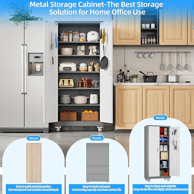 Aobabo Upgrade 71H''*32''W*16''D Metal Garage Storage Cabinet - Image 5