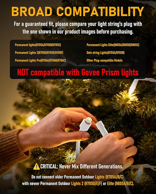 16FT Extension Cable for Govee Permanent Outdoor Lights, IP68 Waterproof 3-Pin - Image 2