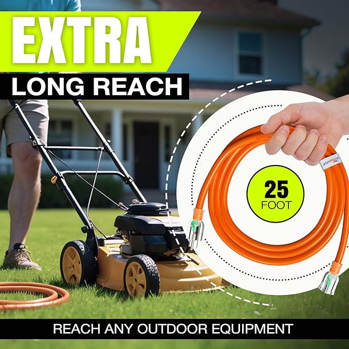 25ft Outdoor/Indoor Extension Cord 16/3 Gauge Heavy Duty 3 Prong SJTW, - Image 6