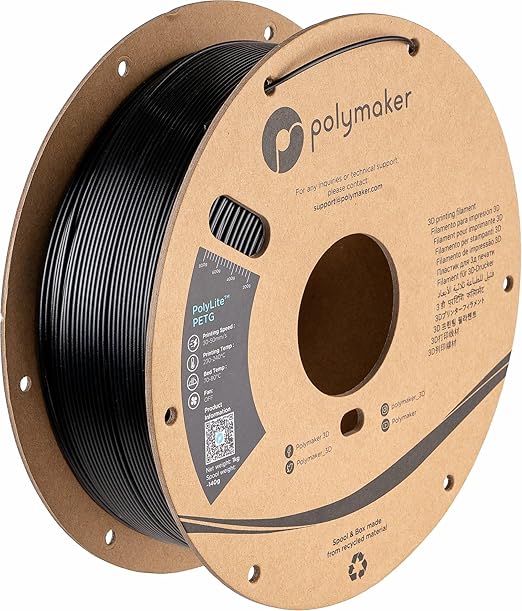 Polymaker PolyLite Black 3D Printer PETG Filament 1.75mm 1kg, Legacy PETG by Polymaker