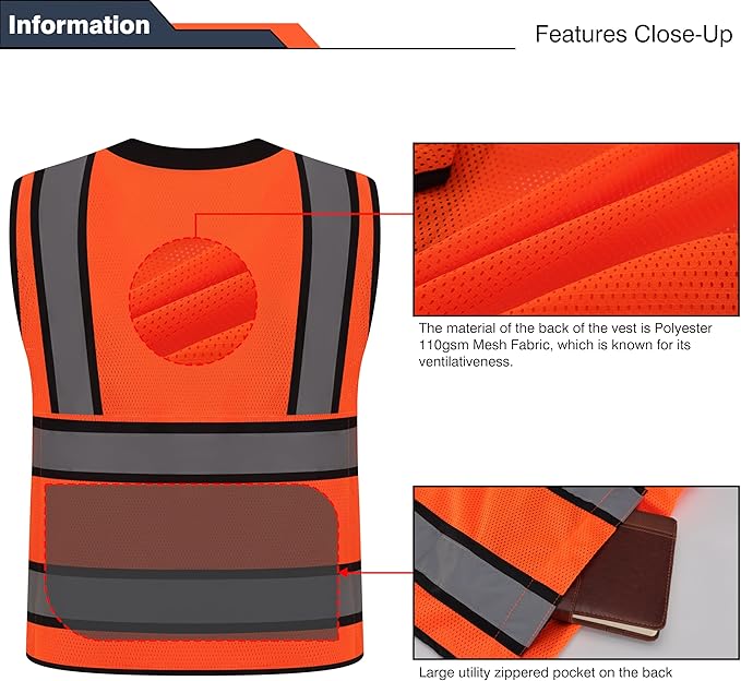 Class 2 High Visibility Reflective Safety Vests Women & Men - Image 3