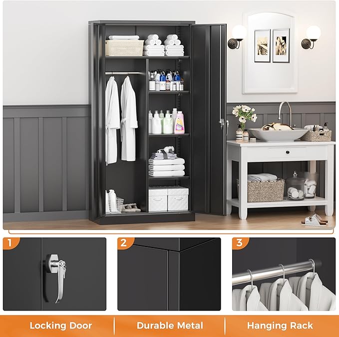 INTERGREAT Metal Wardrobe Closet - Image 6