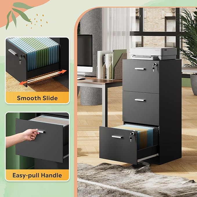 DEVAISE 3 Drawer File Cabinet - Image 9