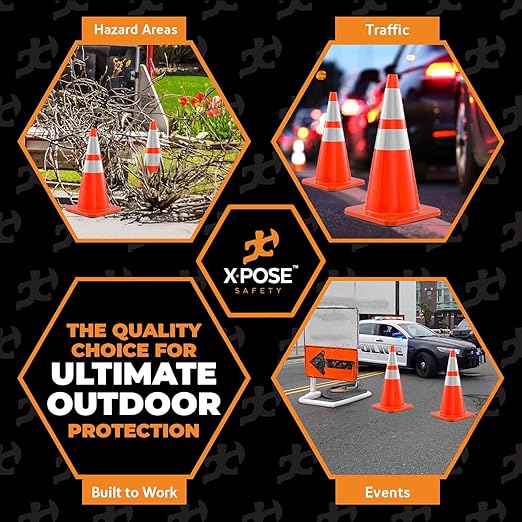 Xpose Safety 28 Inch Orange Traffic Cones Heavy Duty 10lb - Image 8