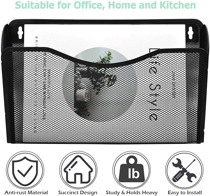 EASEPRES 3 Single Pocket Mesh Hanging File Organizer, Vertical Wall Mounted - Image 5