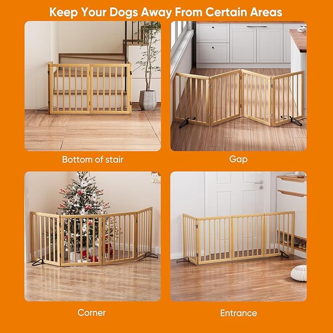 Natural 37-74" Wide Dog Gate for Stair, Bamboo Dog Gates for The House Doorways - Image 4