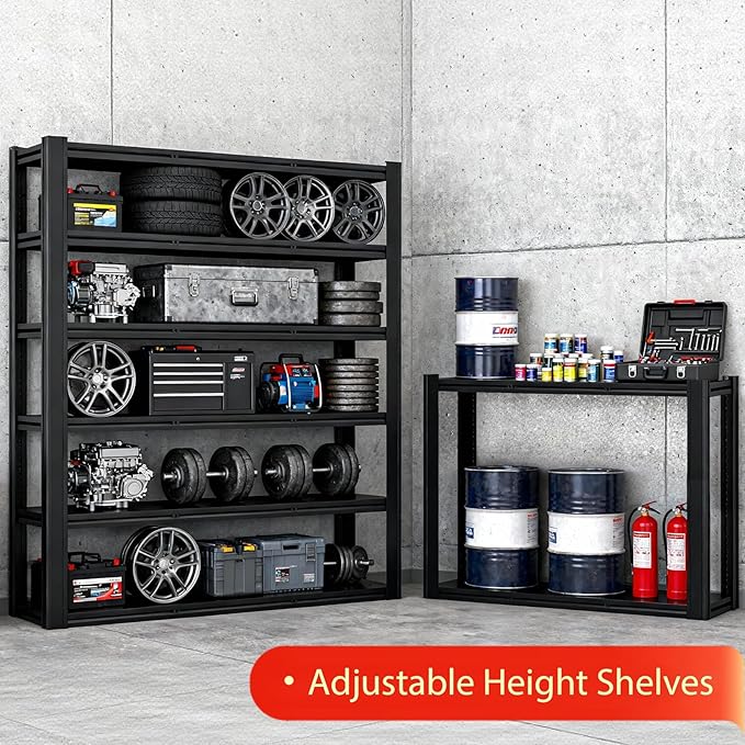 Metal Storage Shelves Unit, 6-Tier Adjustable Heavy Duty Garage Shelving - Image 9