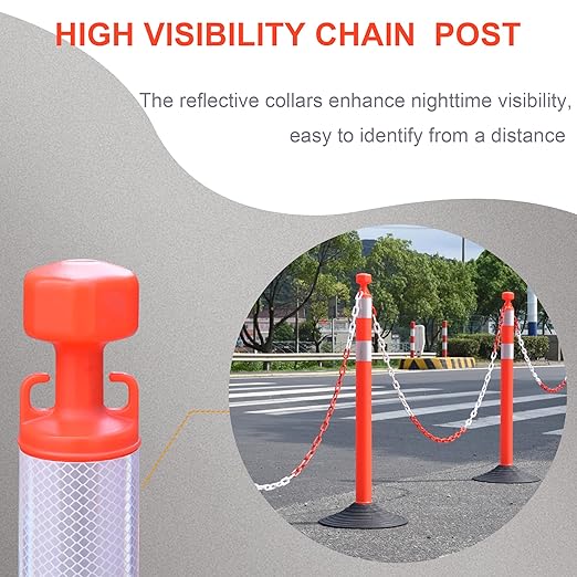 OrangeStar 6 Packs Traffic Delineator Post Cones, Crowd Control Stanchion Sets - Image 3