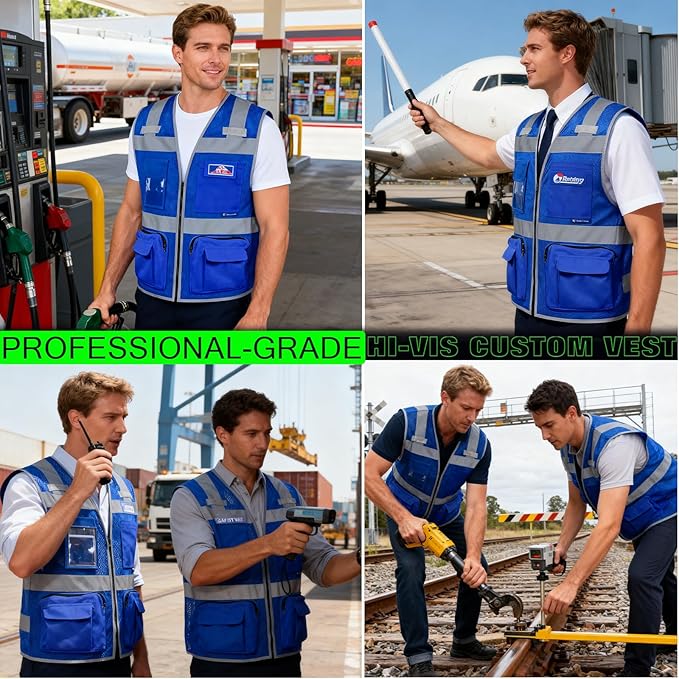 BeautyWill Custom Logo Safety Vest Class 2 High Visibility Reflective Vest - Image 3