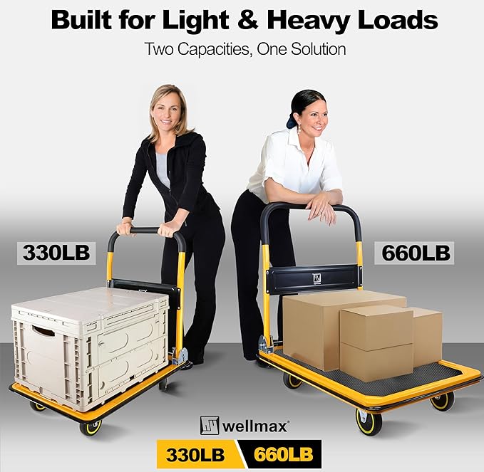 Push Cart Dolly by Wellmax, Moving Platform Hand Truck, Foldable - Image 7