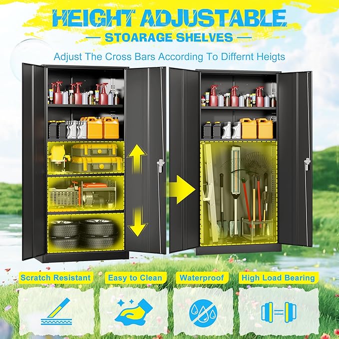 Pataku 71'' Metal Storage Cabinet, Garage Storage Cabinet - Image 6