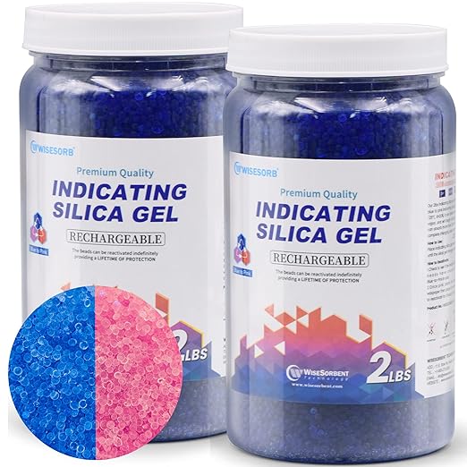 Silica Gel 4 LBS, Indicating Silica Gel, Reusable Silica Gel Desiccant by Wisesorb