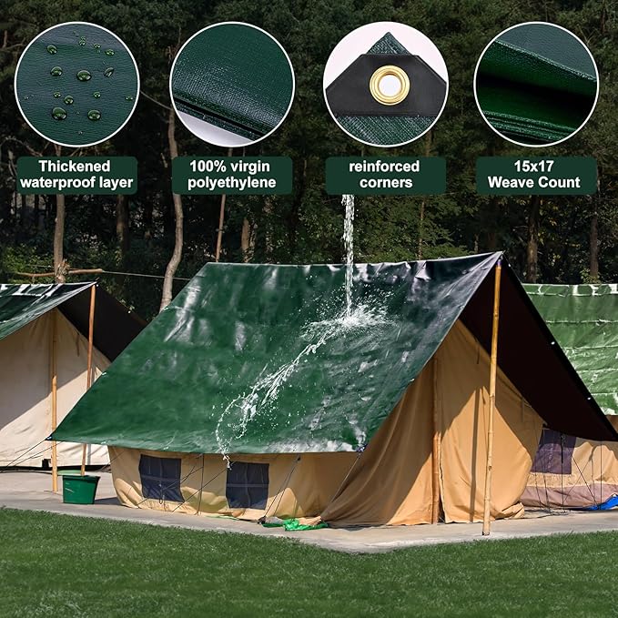 Tarp 12x20 Feet 16 Mil Heavy Duty Waterproof Tarp, Large Multipurpose Cover - Image 3