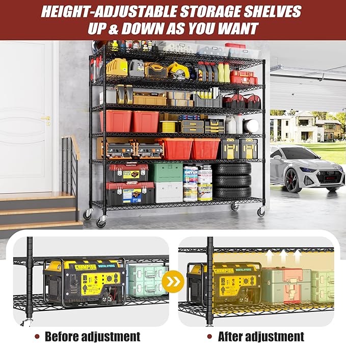 PrimeZone 6 Tier 80.7" H x 55.5" W x 24" D Wire Shelving - Image 7